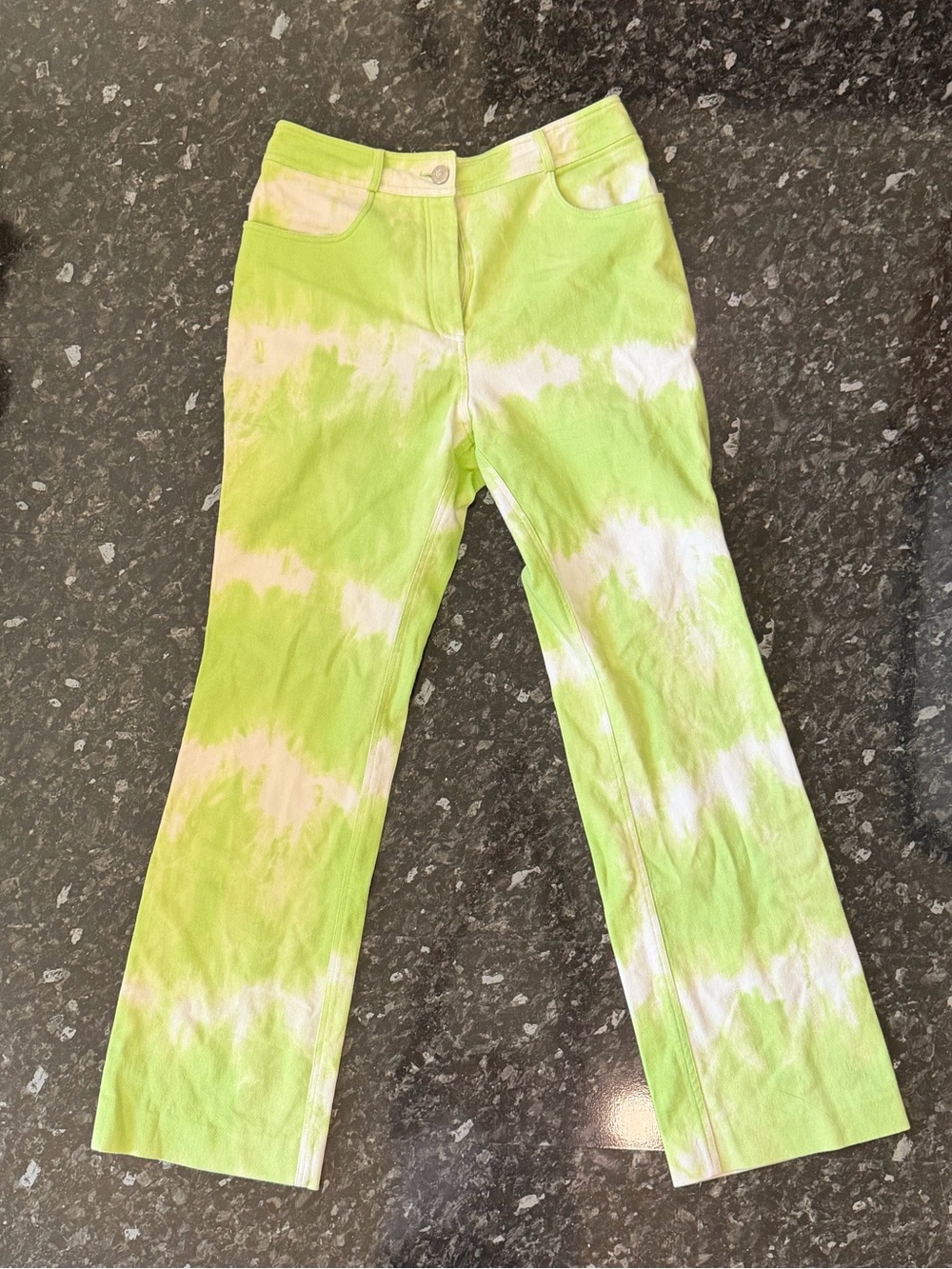 vintage celine lime tie dye denim pants